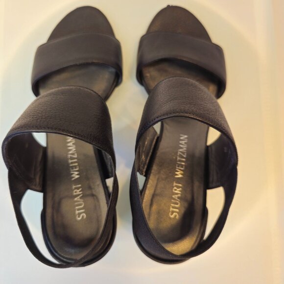 Stuart Weitzman Accesschorus Heeled Sandals Strap Stretc Black Size 6B/36 - Picture 7 of 12